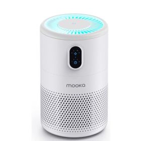 MOOKA Air Purifiers for Home Large Room up to 860ft²; H13 True HEPA Air Filter Cleaner; Night Light(Available for California); B-D02L White