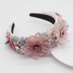 Pearl Lace, Petals, Diamonds, Crystals, Geometric All-Match Women's Prom Hair Accessories (Color: Pink)