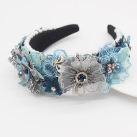 Pearl Lace, Petals, Diamonds, Crystals, Geometric All-Match Women's Prom Hair Accessories (Color: Blue)