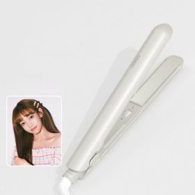 Small Splint Female Straight Hair Curly Hair Negative Ion Curling Iron Straight Clip Small Portable (Option: White-Plug in)