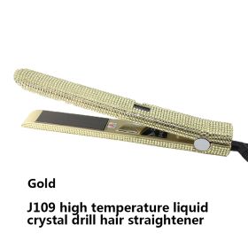 High Temperature Electric Splint For Diamond-Studded Hair Straightener (Option: Golden-US)