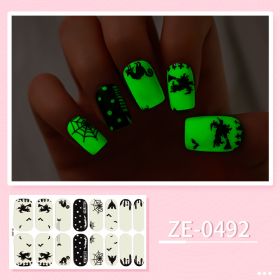 Apply Oil Film Fluorescent Nail Enhancement Sticker Glow At Night (Option: ZE 0492-Nail Sticker Down)