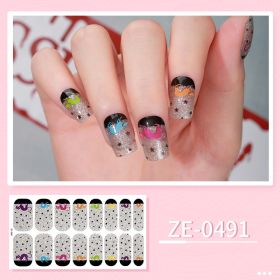 Apply Oil Film Fluorescent Nail Enhancement Sticker Glow At Night (Option: ZE 0491-Nail Sticker Down)