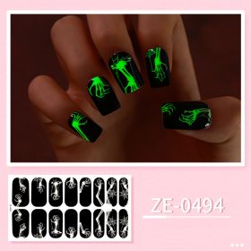 Apply Oil Film Fluorescent Nail Enhancement Sticker Glow At Night (Option: ZE 0494-Nail Sticker Down)