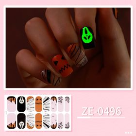 Apply Oil Film Fluorescent Nail Enhancement Sticker Glow At Night (Option: ZE 0496-Nail Sticker Down)