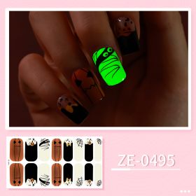 Apply Oil Film Fluorescent Nail Enhancement Sticker Glow At Night (Option: ZE 0495-Nail Sticker Down)