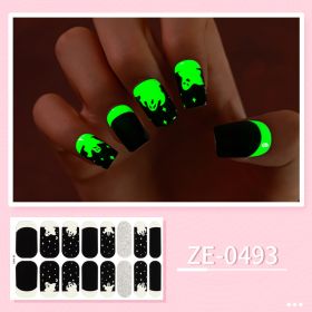 Apply Oil Film Fluorescent Nail Enhancement Sticker Glow At Night (Option: ZE 0493-Nail Sticker Down)