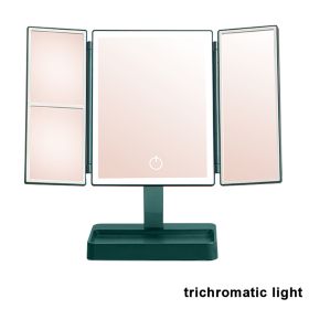 Rechargeable Foldable Makeup Mirror With LED Light 360° Adjust Wireless 1-3X Magnifying 3 Tone Light Desktop Vanity Table Mirror (Ships From: CN, Emitting Color: three lights2)