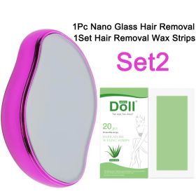 New Nano Glass Physical Hair Removal Painless Safe Epilator Easy Cleaning Reusable Body Beauty Glass Epilation Tool Kit (Color: Set2 Nano Glass)