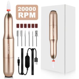 Electric Nail Drill Machine For Manicure Pedicure With Ceramic Nail Drill Bit Set 20000RPM Nail Polish Pen Salon Tool (Color: Gold)