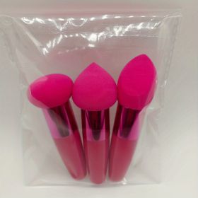 3Pcs Foundation Sponge Powder Puff Mushroom Head Cosmetic Blending Sponge Makeup Puff Facial Sponge BB Cream Foundation Makeup Tool (Color: Rose Red)