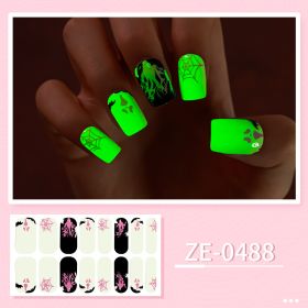 Apply Oil Film Fluorescent Nail Enhancement Sticker Glow At Night (Option: ZE 0488-Nail Sticker Down)