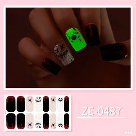 Apply Oil Film Fluorescent Nail Enhancement Sticker Glow At Night (Option: ZE 0487-Nail Sticker Down)